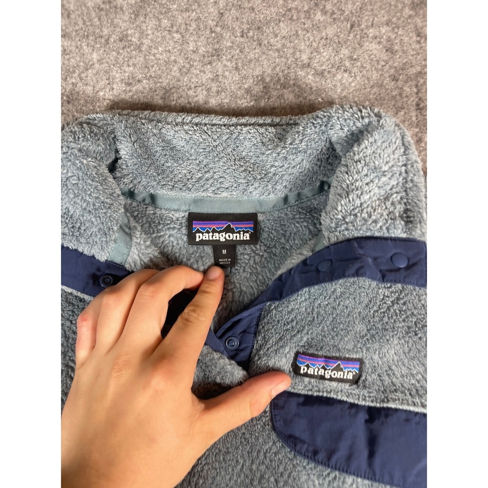 Patagonia Re-Tool Snap-T Fleece Pullover Blue Navy Medium Cozy Deep Pile25442 - Picture 3 of 5